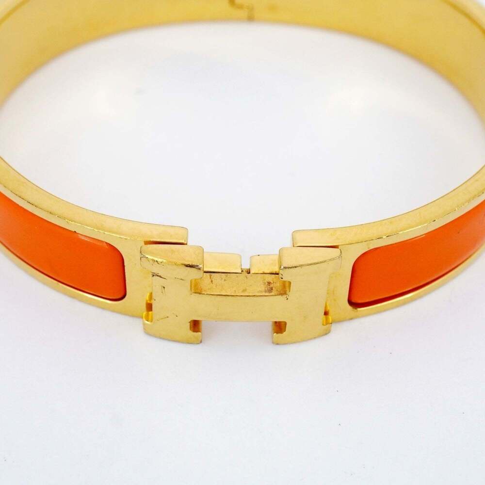 Hermes Click-Clack PM Bangle, GP Plated Gold, Orange, Women's - Picture 7 of 8